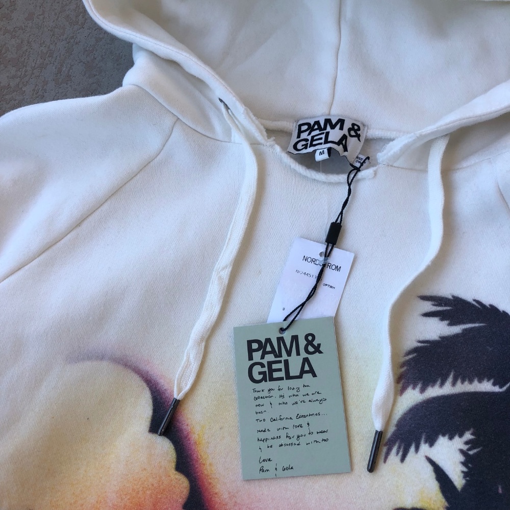 Pam & Gela Palm Tree Graffiti Crop Pullover Hoodie - Picture 4 of 6